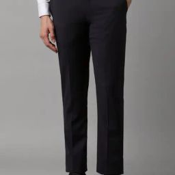Louis Philippe Black Slim Fit Texture Trousers-image-54