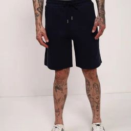 Showoff Navy Blue Cotton Regular Fit Shorts-picture-41
