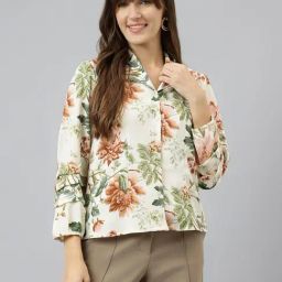 Latin Quarters Brown Floral Print Shirt-50