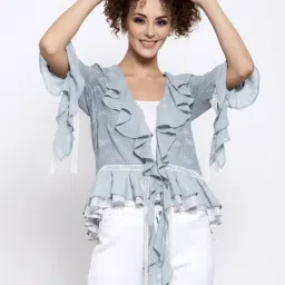 Lela Blue Embellished Shrug-34