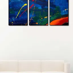 999store Blue & Red Printed Leaves Paintings - Set of 3-17