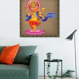 999store Brown & Pink Dancing Ganesha Background Wall Paintings-34