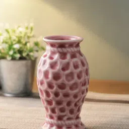Tayhaa Pink Abstract Finish Ceramic Pink Flower Vase-image-5