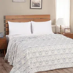 Maspar Rustic Clash Senna Printed Blue 318 TC Cotton Blend Queen Size Bed Cover-19