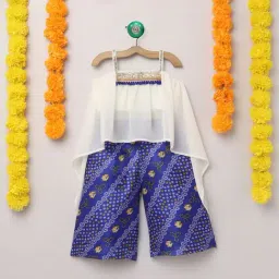 Many Frocks Kids Blue & White Printed Top with Plazzo-image-78