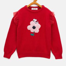 JWAAQ Girls Floral Long Sleeves Pullover with Embroidered Detail-image-115
