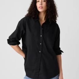 GAP Black Solid Long Sleeves Oversized Shirt-image-73