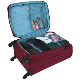 Aristocrat Maroon Solid Soft Medium Trolley Bag - 28 cm image 5