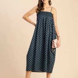 Moomaya Teal & White Cotton Printed Midi Dress-17