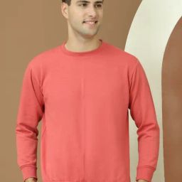 Vimal Jonney Pink Fleece Regular Fit Solid Sweatshirt-image-4