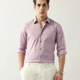 Arrow New York Pink Cotton Slim fit Checks Formal Shirt-image-98