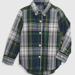 GAP Boys Green Cotton Checked Shirt-image-91