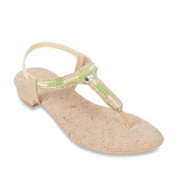 Mochi Women's Gold Sling Back Sandals-image-39