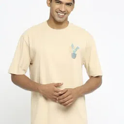Basics Beige Cotton Relaxed Fit T-Shirt-image-52
