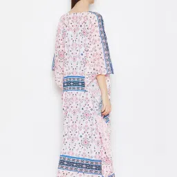 The Kaftan Company White Printed Kaftan Gownset With Slip image 2