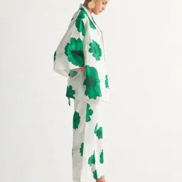 Shivani Bhargava Green & White Song Of Summer Pants with Big Floral Print-image-50