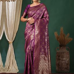 KALINI Woven Design Zari Silk Blend Banarasi Saree-picture-21