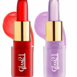 GLAM21 Set Of 2 Jelly Pop Fruity Gel Lightweight Glossy Lipstick- 3.5 g Each - 02 & 03-18