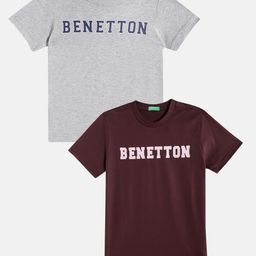 United Colors of Benetton Boys Pack Of 2 Cotton Brand Logo Printed T-Shirts-image-43