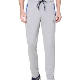 Van Heusen Athleisure Regular Fit Smart Tech Easy Stain Release Solid Trackpants - Grey Melange-picture-0