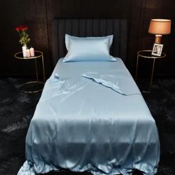 Stoa Paris Date Night Collection Dreamy Blue 300 TC Polyester Single Bedsheet with Pillow Cover-image-51