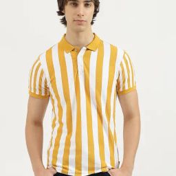 United Colors of Benetton Yellow Pure Cotton Regular Striped T-Shirt-image-37