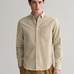 Gant Men Beige Button-Down Collar Full Sleeves Corduroy Shirt-image-50