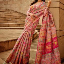 Saree Mall Pink Woven Saree With Unstitched Blouse-picture-6