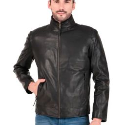 Leather Retail Black Leather Regular Fit Jackets-image-53
