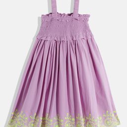 United Colors of Benetton Girls Pure Cotton Smocked Schifli A-Line Dress-image-51
