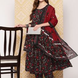 KALINI Women Floral Printed Regular Pure Cotton Kurta with Trousers & Dupatta-picture-54