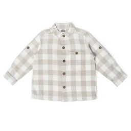 MiArcus Kids Brown & White Cotton Chequered Full Sleeves Shirt-image-70