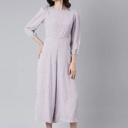 SHOWOFF Brown Cotton Blend Printed Jumpsuit-image-15