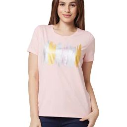 Spykar Pink Graphic Print T-Shirt-image-23