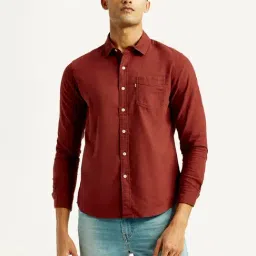 Levi's Maroon Cotton Slim Fit Shirt-picture-3