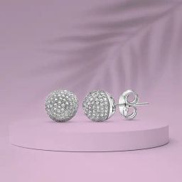 Silberry 92.5 Sterling Silver Crystal Globe Stud Earrings for Women-image-11