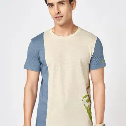 Urban Ranger By Pantaloons Beige Cotton Slim Fit Printed T-Shirt-image-43