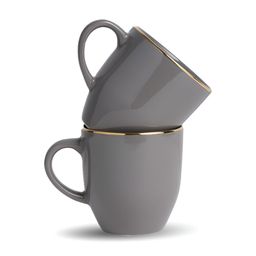 SHAY Grey Solid Ceramic Glossy Cups Set of Cups and Mugs-0