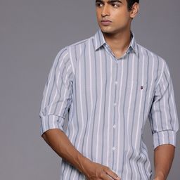 Louis Philippe Sport Super Slim Fit Vertical Stripes Pure Cotton Casual Shirt-image-43