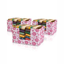 Aura Pink & White 3 Pieces Floral Printed Drawer Organisers-20