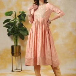 Rangita Peach Embroidered Anarkali Kurti-image-90