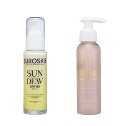 SUROSKIE Set of Sun Dew Sunscreen SPF55 PA++++ 50g & Rose Petals Melt Face Cleanser 120ml-58