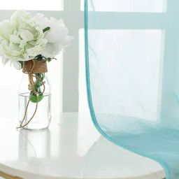 Urban Space Textured Light Blue Polyester 5 ft Window Sheer Curtains - Set of 2-39