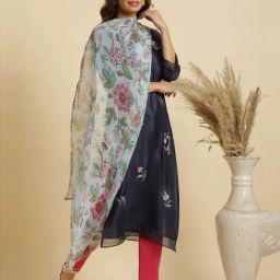 W Blue Printed Dupatta-12