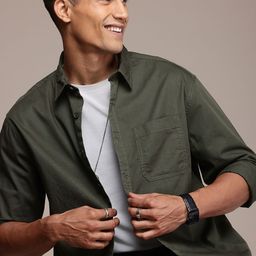 WROGN Pure Cotton Drop-Shoulder Sleeves Comfort Fit Casual Shirt-image-82