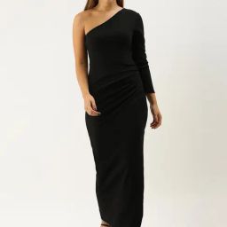 DODO & MOA Black One-shoulder Dress-image-75