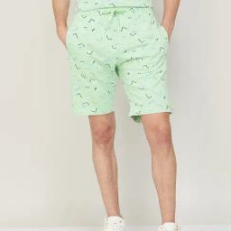 SmileyWorld Mint Green Regular Fit Printed Shorts-image-47