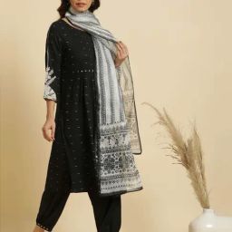 W White & Black Printed Dupatta-image-10