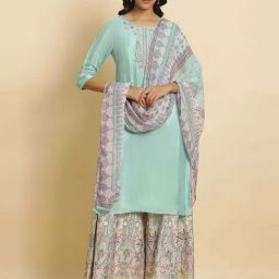 W Blue Embroidered Straight Kurta-picture-38