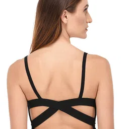 PrettyCat Black Solid Non-Wired Lightly Padded Bralette Bra-52